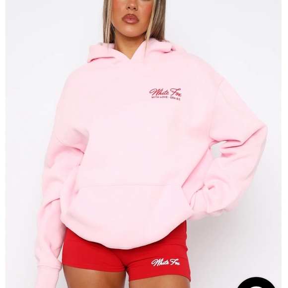 White Fox Boutique Light Pink Hoodie with Red Print - Picture 3 of 5